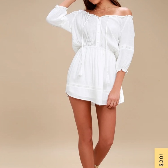 Lulu’s White Boho Off the Shoulder Dress - Picture 6 of 11